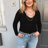 After Hours Ribbed Button Top