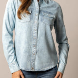 Kimes KC Tencel Pearl Snap Shirt - Light Blue