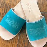 Nadia Western Slides - Turquoise