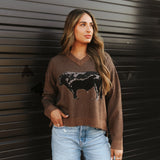 Angus Highway Ribbed Sweater- chocolate