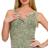Vintage Ribbed Henley Tank