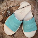 Nadia Western Slides - Turquoise