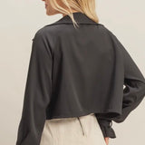 Board Room Cropped Trench Jacket - Black