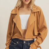 Board Room Cropped Trench Jacket - Camel