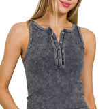 Vintage Ribbed Henley Tank