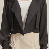Board Room Cropped Trench Jacket - Black