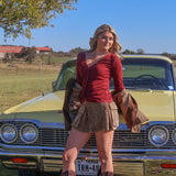 Dark Cherry Lace Trim Top