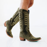 Squash Blossom Boot - Olive Suede