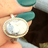 White Buffalo Oval Ring