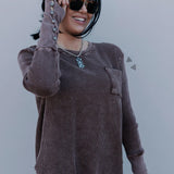 Higher Class Waffle Knit Top – Chocolate