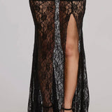 Black Gold Lace Maxi Skirt
