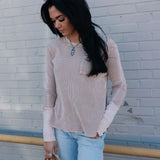 Higher Class Waffle Knit Top – Taupe