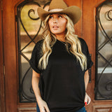 Cuffed Basic Tee - Black