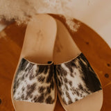 Nadia Cowhide Slides - Chocolate