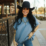 Cuffed Basic Tee - Denim