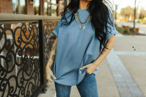 Cuffed Basic Tee *denim*