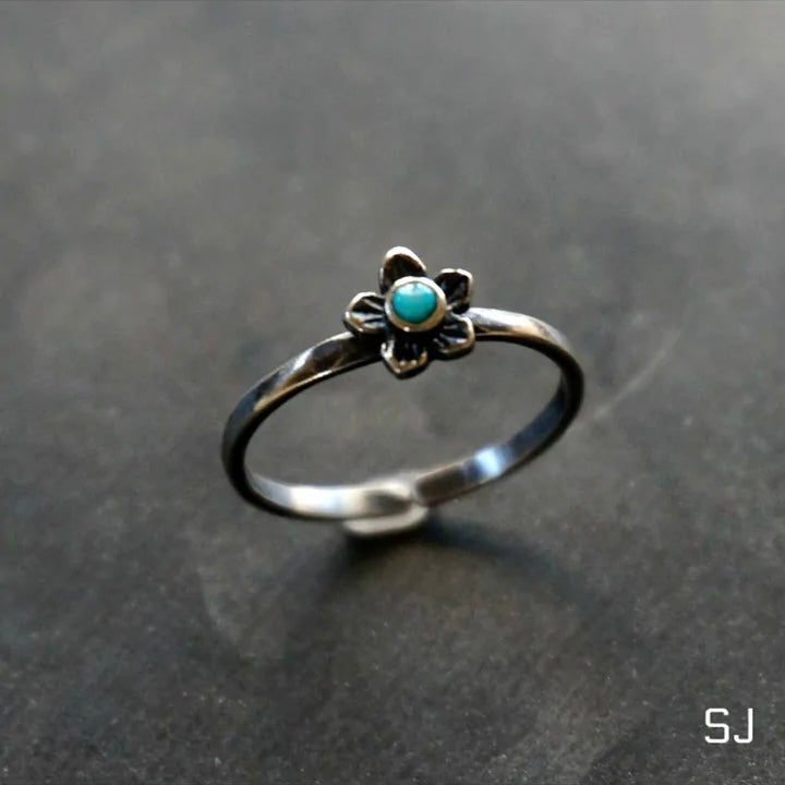 Plumeria Flower Turquoise Ring